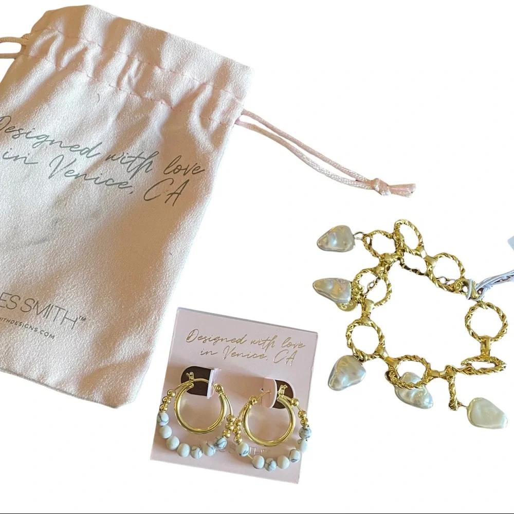 JULES SMITH BEAUTY Beaded Pearl Layered Hoops and Irregular Pearl Bracelet